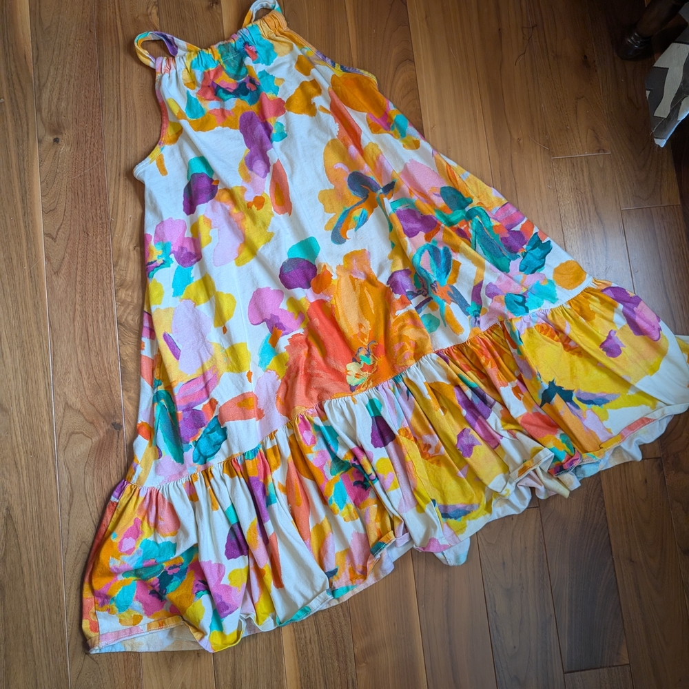 Anthropologie Daily Practice Frida Cross-Back Midi Floral Halter Dress - Picture 3 of 7